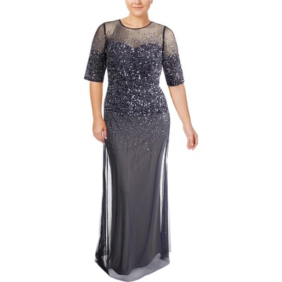 Adrianna Papell Womens Navy Embellished Evening Dress Gown Plus 24W BHFO 6542