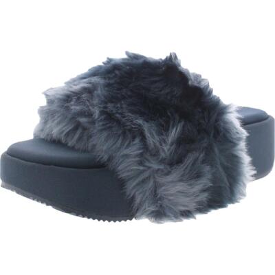 

Nine West Womens Rize 8 Slip-On Flatform Slide Sandals Shoes BHFO 8240, Blue multi fabric, Rize 8