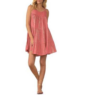 

Женское розовое многоуровневое мини-платье Elan с завязками на плечах  BHFO 6371, Rose gold