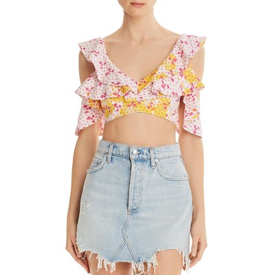 

All Things Mochi Womens Kelly Pink Ruffled S Top Shirt  BHFO 2482, Fucsia