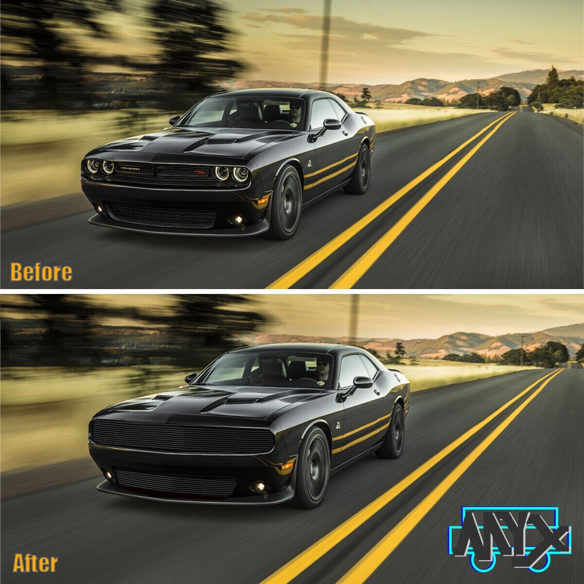 Front Grill Fits 2015-2022 Dodge Challenger Black Main Upper Lower Grille Combo