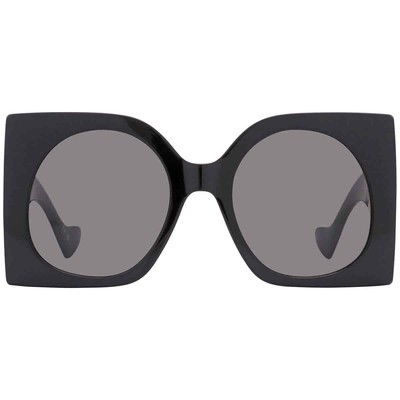 Pre-owned Gucci Grey Butterfly Ladies Sunglasses Gg1254s 001 55 Gg1254s 001 55 In Gray