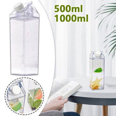 500Ml/1000Ml Clear Milk Carton Water Bottle Leak-proof Milk Box Water US .c