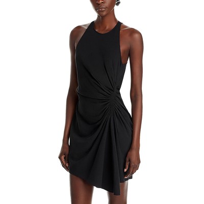 A.L.C. Womens Black Linen Blend Knee Length Ruched Mini Dress 4 BHFO 3933