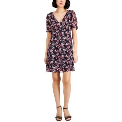 

Женское платье прямого кроя с V-образным вырезом и короткими рукавами Connected Apparel Petites BHFO 5393, Navy