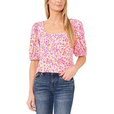 Женская розовая блузка с пышными рукавами и квадратным вырезом CeCe Womens L BHFO 0056