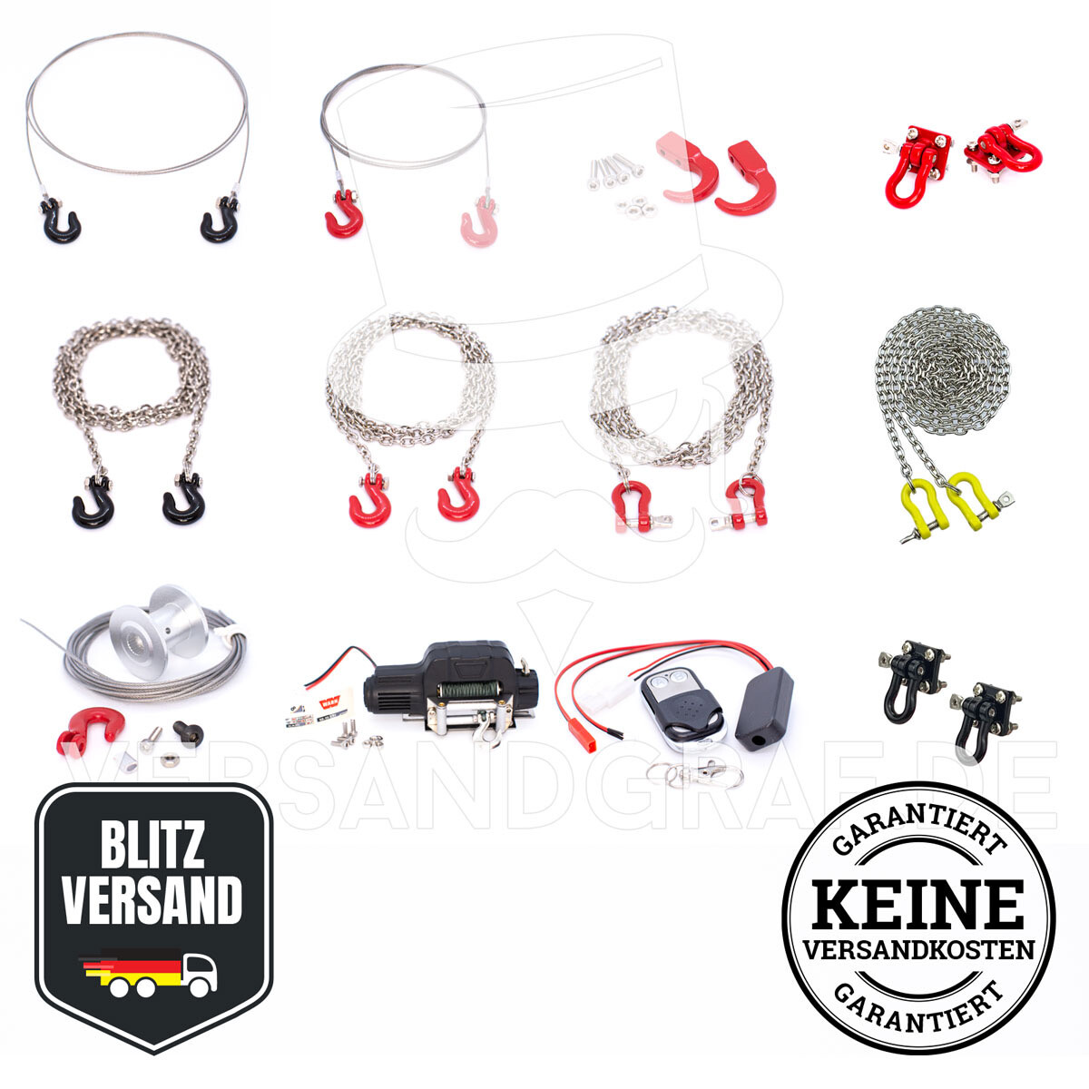 Metall Haken Kette Seilwinde Schäkel 1:10 RC Crawler Zubehör Ersatzteile Traxxas