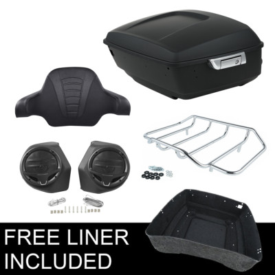King Pack Trunk Pad Top Rack Speakers Fit For Harley Street Road Glide 14-23