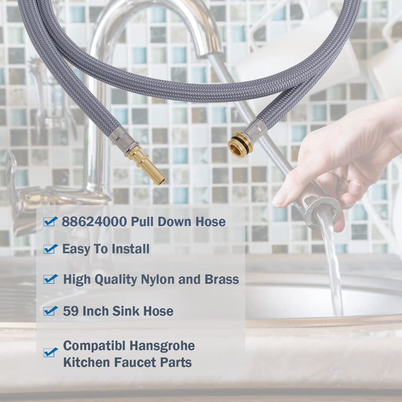 Kitchen Faucet Replacement Hose for Hansgrohe Pull down Hose Nylon Metal NEW