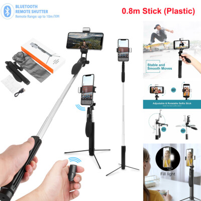 Portable LED Selfie Stick w/Remote Bluetooth for iPhone 14 13 12 Samsung S23 S22