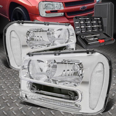 ДЛЯ 02-09 CHEVY TRAILBLAZER EXT ХРОМИРОВАННЫЙ КОРПУС ПРОЗРАЧНЫХ УГЛОВЫХ ФАР + НАБОР ИНСТРУМЕНТОВ