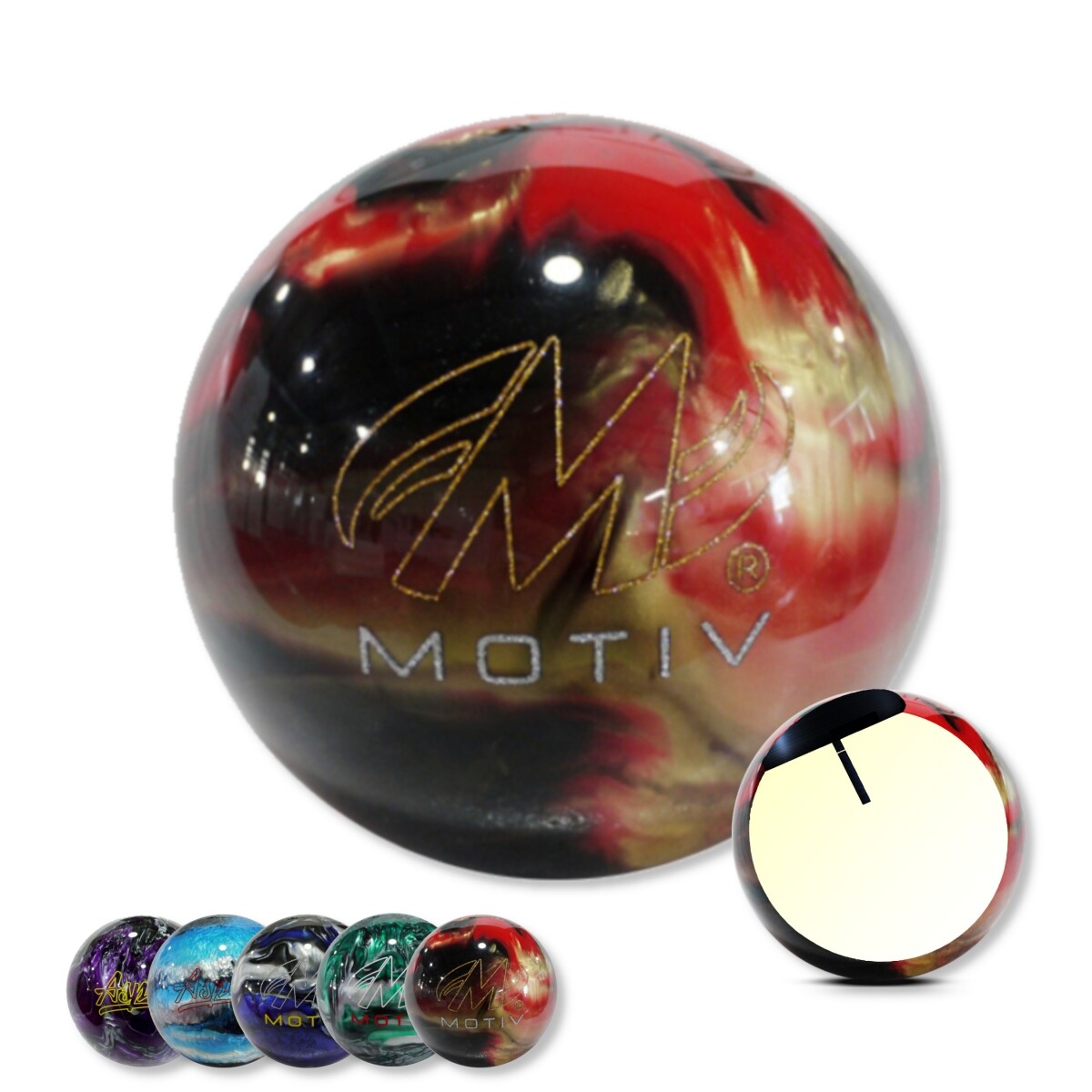 Motiv Aspire Bowling Ball - Spare Space Ball - Red/Black/Gol