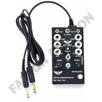 Avcomm AC-2EX 2-Place Portable Aircraft Intercom - Expandable - GA Plugs