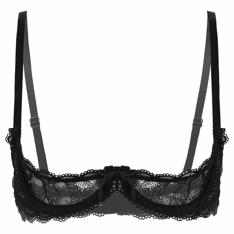 Womens Sexy 14 Cup Lace Bra Push Up Underwired Shelf Bra See Through ...