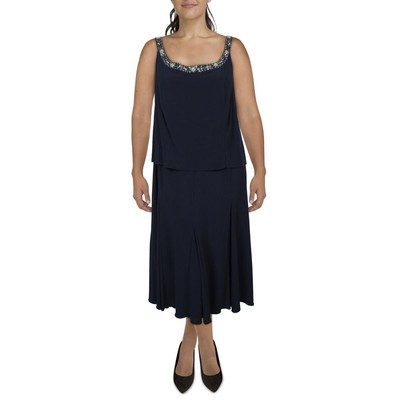 Alex Evenings Женское темно-синее вечернее платье из матового джерси Plus 22W BHFO 5893