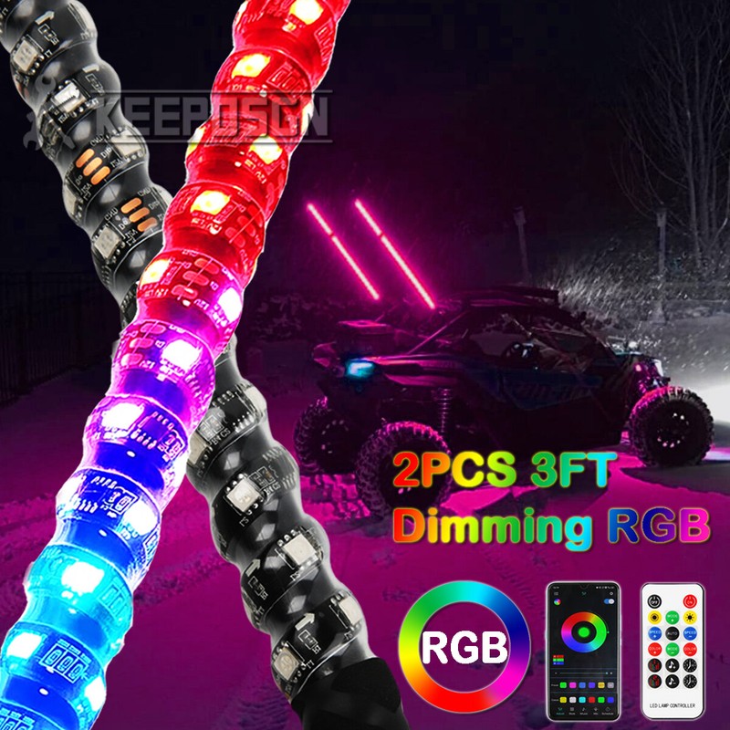 2PCS LED Spiral Chasing Dancing Whip Lights Antenn