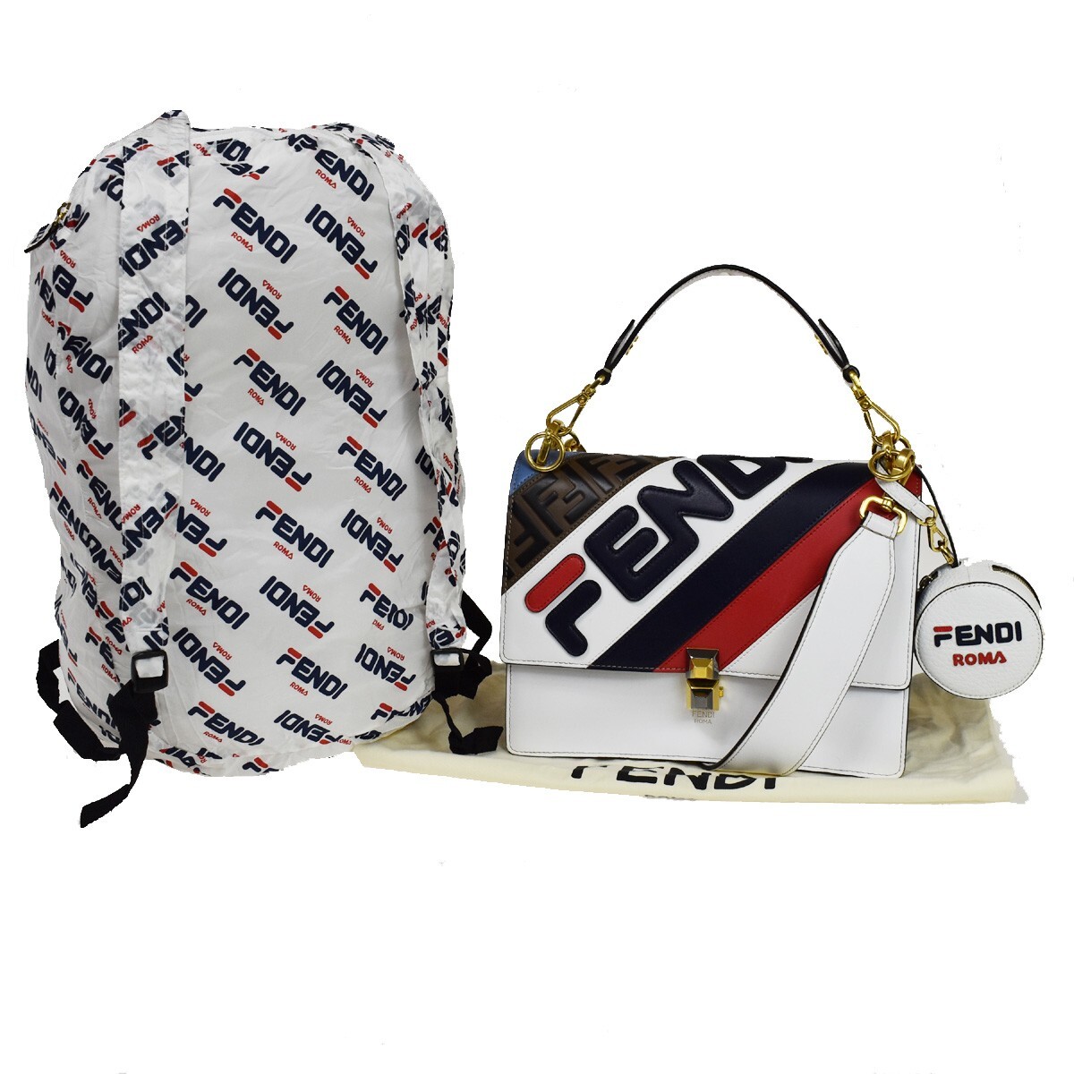 FENDI x FILA Collaboration 2Way Hand Bag Zucca Leather Brown