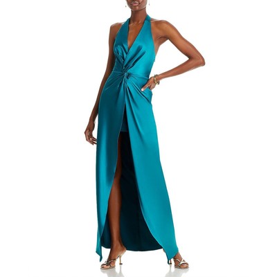 Женское вечернее платье Yaura Womens Wunmi из синего атласа на бретелях 14 BHFO 4337