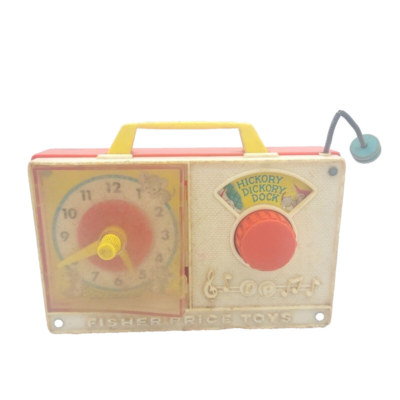 Vtg 1964 Fisher Price Hickory Dickory Dock Plastic Child Music Toy Clock Radio