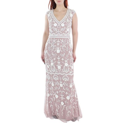 

Adrianna Papell Женское розовое вечернее платье русалки с бисером  BHFO 6911, Dusted petal