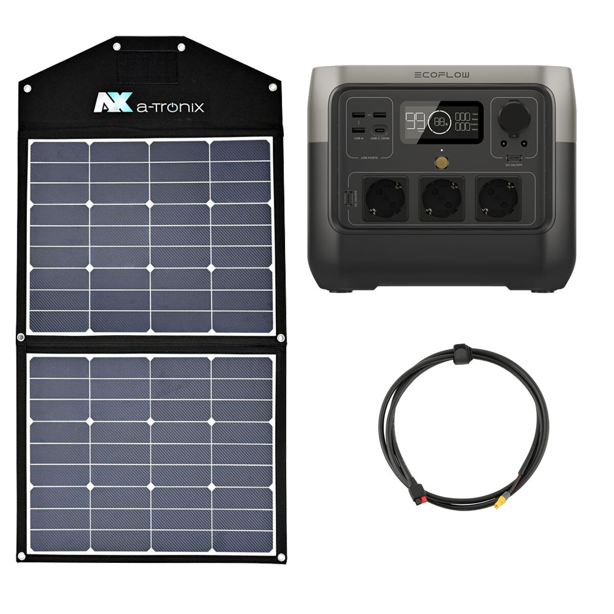 EcoFlow River 2 0% MwSt §12 III UstG Pro 768Wh Powerstation mit 90W Solarmodul