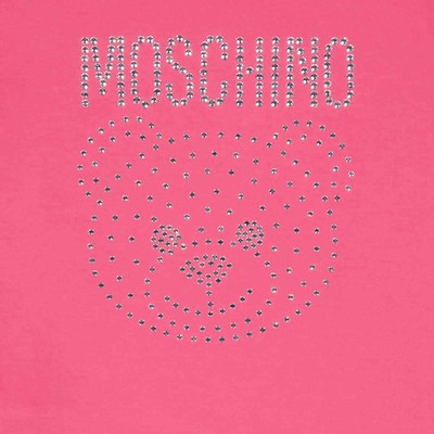 Pre-owned Moschino Fuschia Stretch-cotton Teddy Crystal T-shirt Dress In Pink