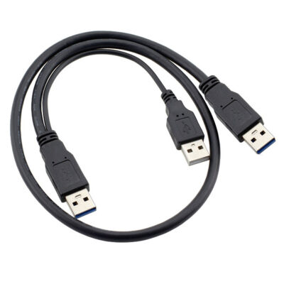 USB 3.0 Cable Dual A Male to USB 3.0 Male with Extral USB Power for Hard Disk
