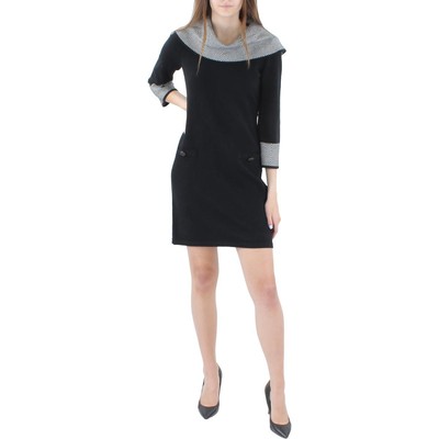 

Женское черное мини-свитер с воротником-хомутом Jessica Howard  BHFO 1425, Black/ivory