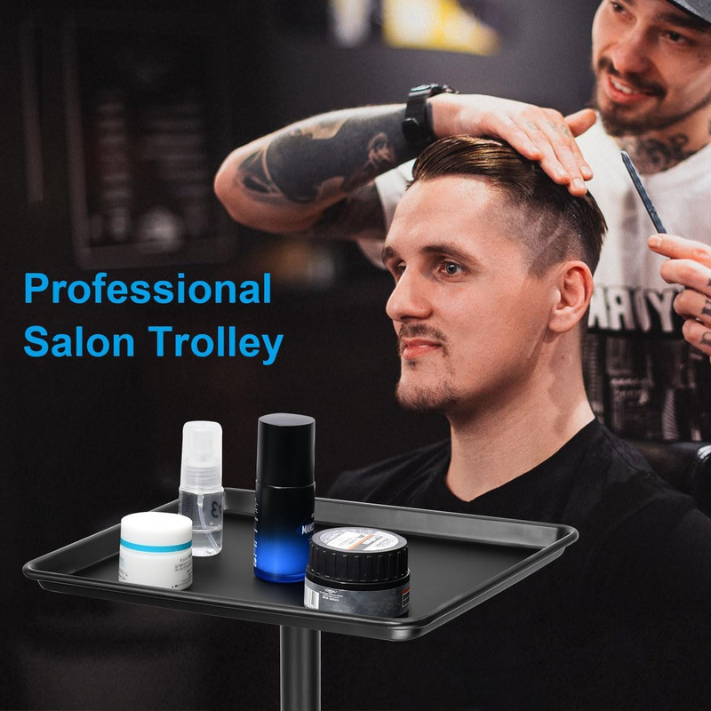 Salon Tray Cart, Rolling Salon Tray, Tattoo Tray on Wheels, Height Adjustable Al