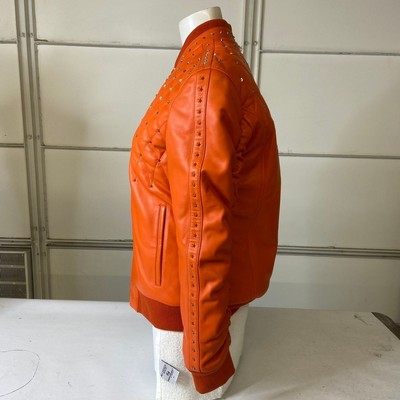 Pre-owned Maceoo Leather Diamond Jacket Men's Size L Orange