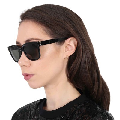 Pre-owned Saint Laurent Grey Square Ladies Sunglasses Sl M40 003 54 Sl M40 003 54 In Gray