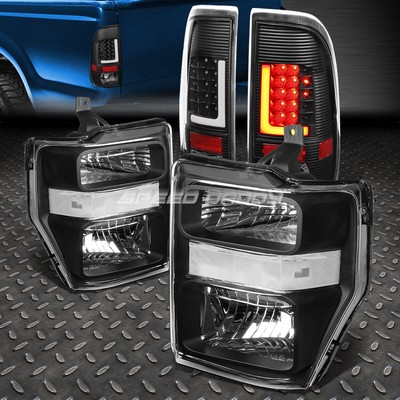 ЧЕТКАЯ СИГНАЛЬНАЯ ЧЕРНАЯ ФАРА + 3D LED L-ОБРАЗНЫЙ ЧЕРНЫЙ ЗАДНИЙ ФОНАРЬ ДЛЯ 08-10 SUPER DUTY