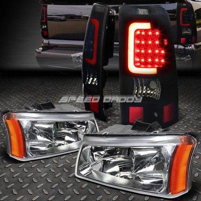 ХРОМИРОВАННАЯ ФАРА + ЯНТАРНЫЙ УГОЛОК + КОПЧЕНЫЙ ЗАДНИЙ ФОНАРЬ С 3D-ОРЕОЛОМ ДЛЯ 03-07 SILVERADO