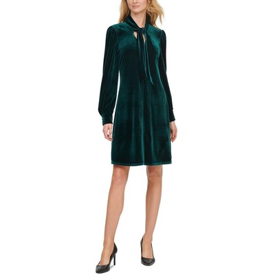 Женское зеленое бархатное мини-платье для коктейлей и вечеринок Calvin Klein 8 BHFO 8664
