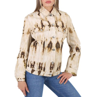 Pre-owned Burberry Prestwick Bleached Denim Monogram Motif Jacket In Brown