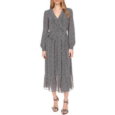 Женское шифоновое миди-платье с запахом и принтом жирафа от MICHAEL Michael Kors BHFO 4713