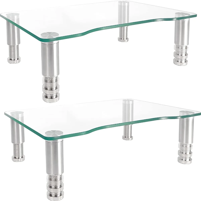 2 Pack Computer Monitor Riser with Height Adjustable Multi Media Desktop Stand f
