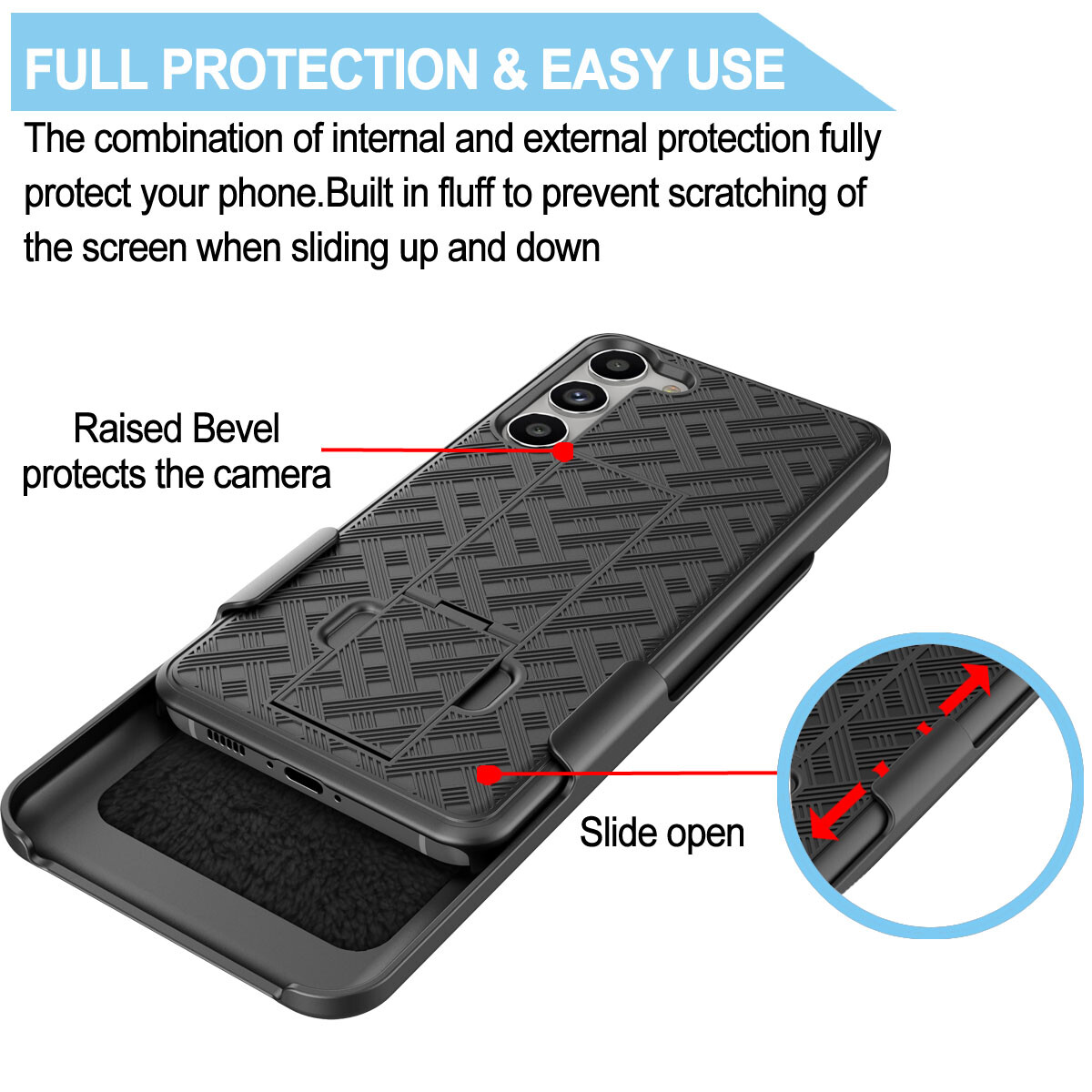 For Samsung Galaxy S23 S23 Plus S23 Ultra Holster Belt Clip Case Cover Kickstand