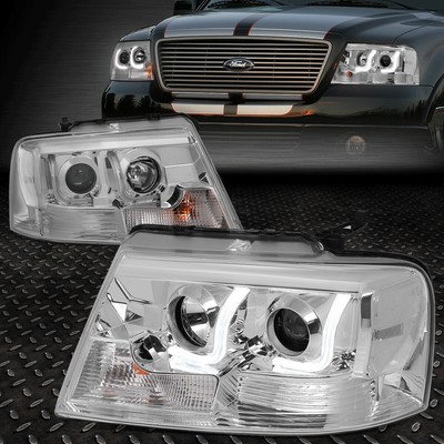 [ДВОЙНОЙ СВЕТОДИОДНЫЙ DRL] ДЛЯ 04-08 FORD F150 ПАРА ФАР ПРОЕКТОРА С ПРОЗРАЧНЫМИ ЛИНЗАМИ/НАЛОБНЫХ ФОНАРЕЙ