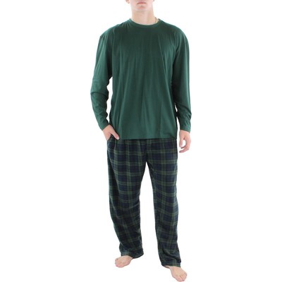 

Всепогодная мужская зеленая фланелевая пижама в клетку Подарочный набор Домашняя одежда  BHFO 3704, Зеленый