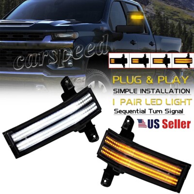 Switchback Smoke LED Side Mirror Signal Light Kit For 14-19 Chevy Silverado GMC