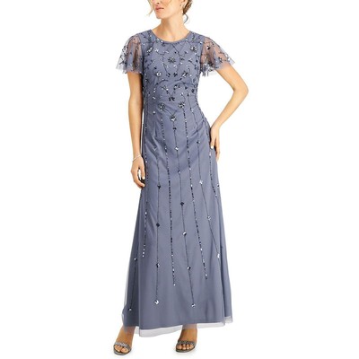 

Adrianna Papell Женское синее вечернее платье с украшением  BHFO 6924, Dusty blue