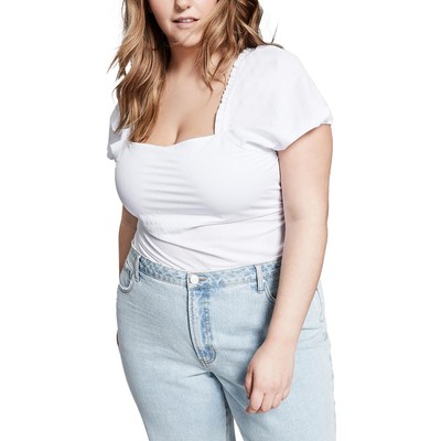 А теперь эта женская белая нарядная блузка-рубашка с оборками и 1X BHFO 0898