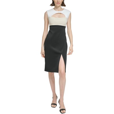 Женское черное офисное платье-футляр Calvin Klein с вырезом в цветоблок, 10 BHFO 0760