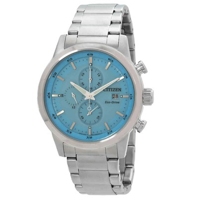 Pre-owned Citizen Chronograph Eco-drive Blue Dial Men's Watch Ca0748-80l