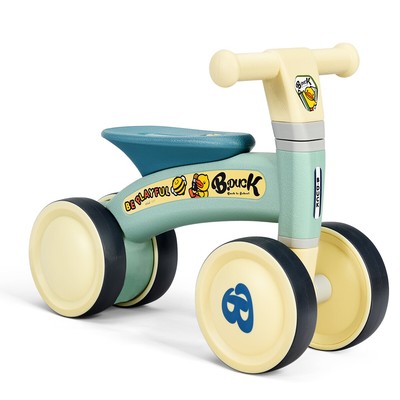Kids Balance Bike 4 Wheels No Pedal Baby Walker Learn to Ride Bicycle Gift Green