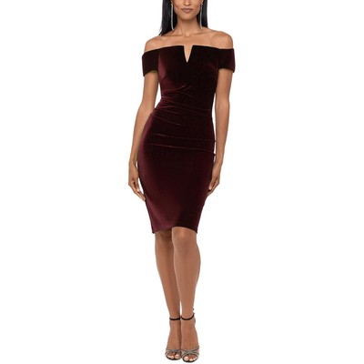 X by Xscape Womens Red Velvet Knee-Length Cocktail and Party Dress 10 BHFO 1558