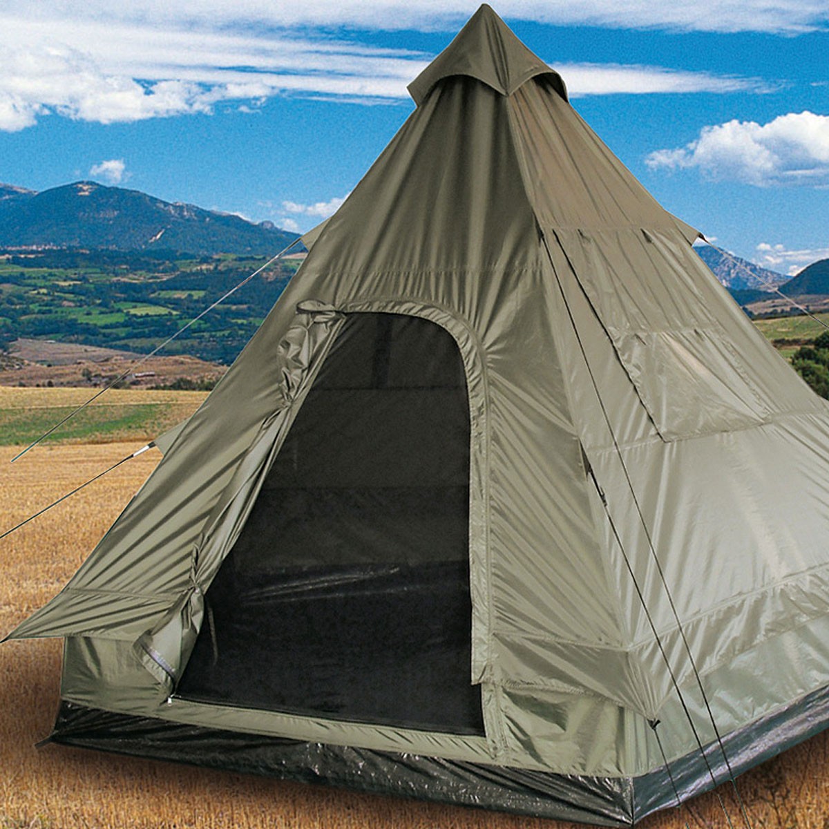 Tienda piramidal tipi para 4 personas oliva