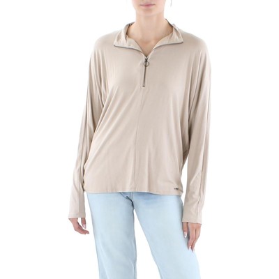 

Tahari Женская светло-коричневая рубашка Henley с воротником на молнии до половины длины  BHFO 1419, Desert dune