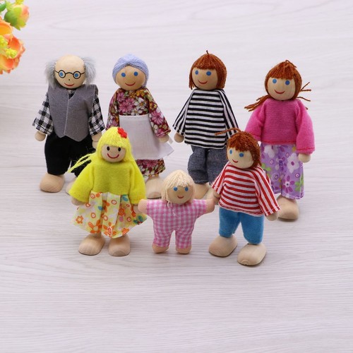 wooden dolls house family